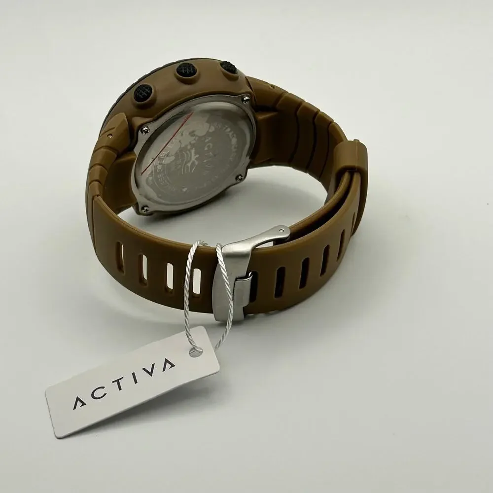Activa Odyssey X Men’s Digital Watch Tan Silicon Band Black Bezel and Dial